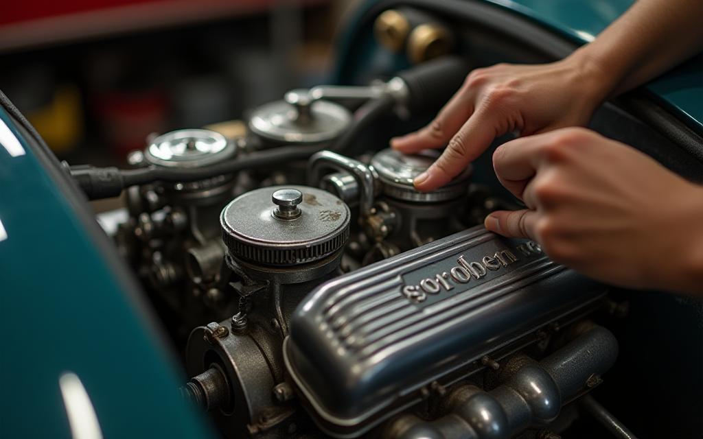 Close-up of classic car detail being restored, symbolizing craftsmanship